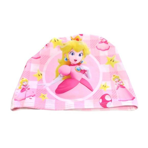 Princess Peach Girls One-Piece Ruffle Swimsuit Matching Swim Cap Size 100 (3T) - Picture 2 of 6